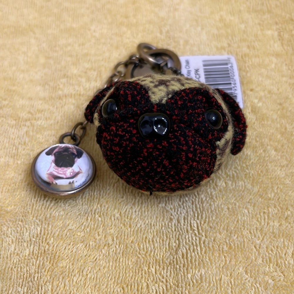 Cornflower, pug, keychain, fuzzy couture
